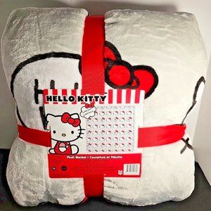 Sanrio Hello Kitty Full/Queen 90x90 Soft Grey Talk Speech Bubble Plush Blanket